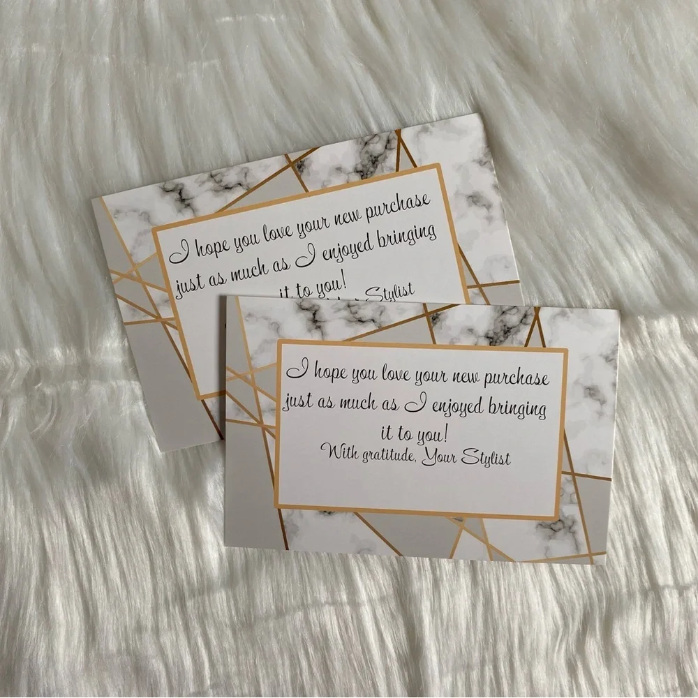 Marbled 10x13 poly mailers and matching “thank you” cards